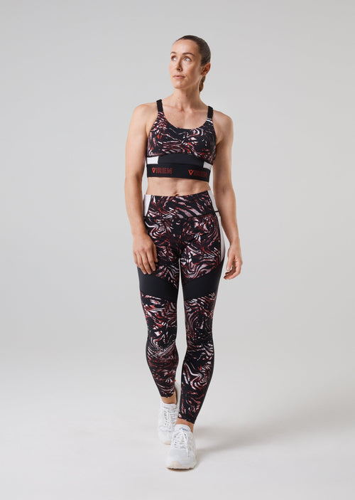 Prowess Print Block Leggings - Red Shadow